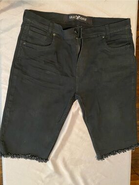 Men's Black Frayed Hem Jeans